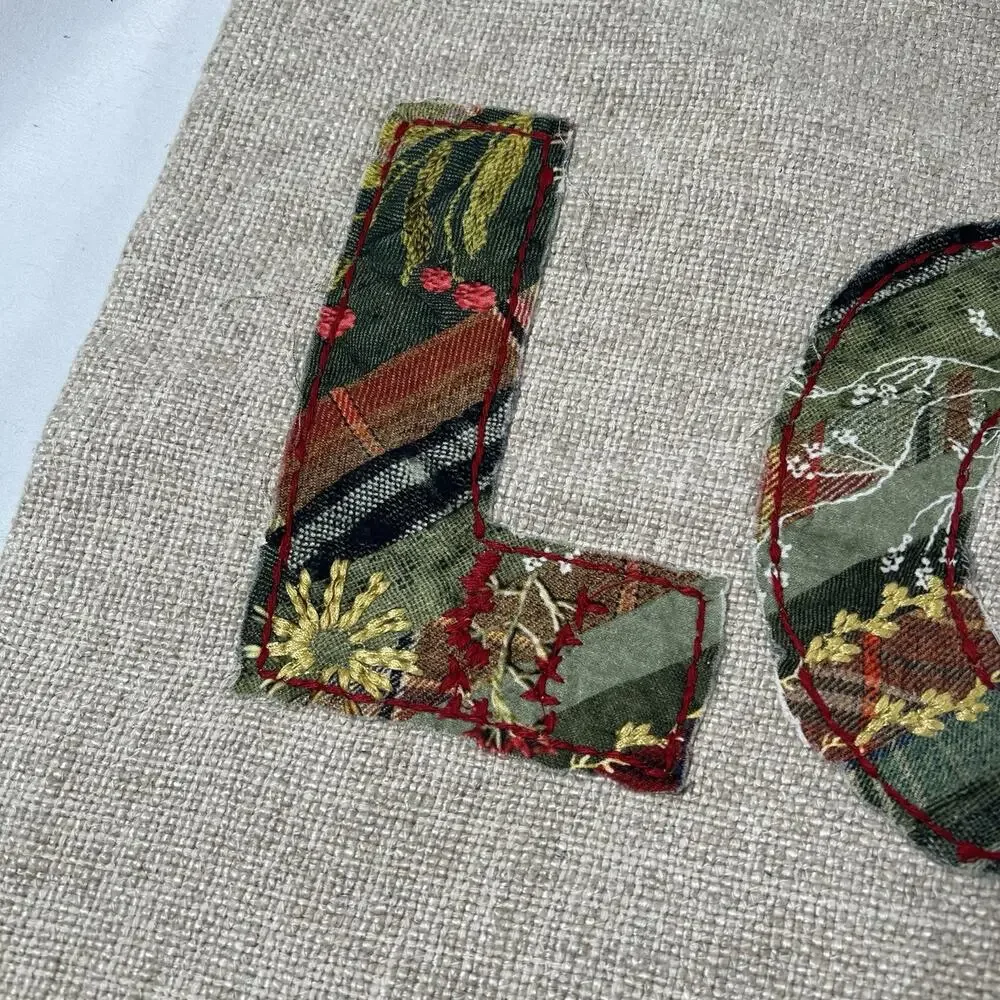 Pottery Barn LOVE Patchwork Lumbar Christmas Pillow Cover Winter Dreams NEW